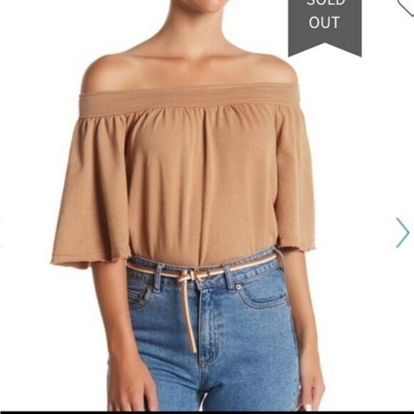NWT ELODIE French terry off the shoulder top - Picture 1 of 5